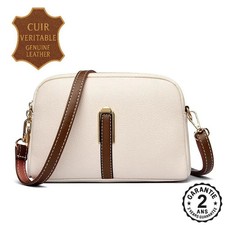 Sac à Main Femme Cuir Véritable en Bandoulière Mode Coquille Fermeture Eclair