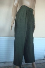PANTALON A PINCES HABILLE VERT KAKI PATRICE BREAL 26 % LIN 17 % VISCOSE NEUF T46