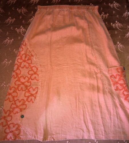 Jupe longue lin orange tera