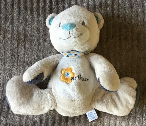 Peluche doudou ours beige bleu - ours,