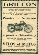 Publicité ancienne moto Griffon issue de magazine 1924