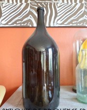 HUGE Antique french wine bottle hand blown glass 1880 demiJohn Dame Jeanne 23" 2