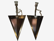 RARE PAIRE APPLIQUE MONTURE LAITON NICKELÉ ? ART DECO A RESTAURER VERS 40