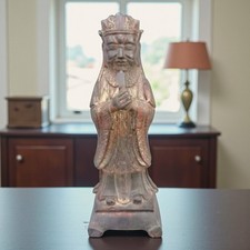 Statue métal divinité chinoise ancienne 24 cm • Chinese metal deity figure