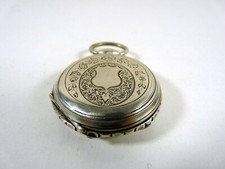 Ancienne montre gousset à clé cylindre 10 rubis argent massif gravé, poinçon TBE