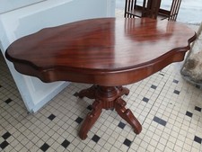 Table violon, guéridon Napoléon III Acajou flammé