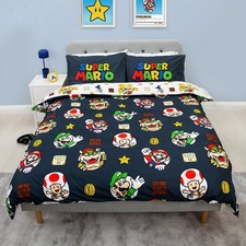 Housse De Couette Double Noire Super Mario Avec Taie D'oreiller Pour Enfants