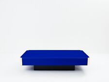 Table basse de Willy Rizzo laquée bleu électrique et laiton 1970