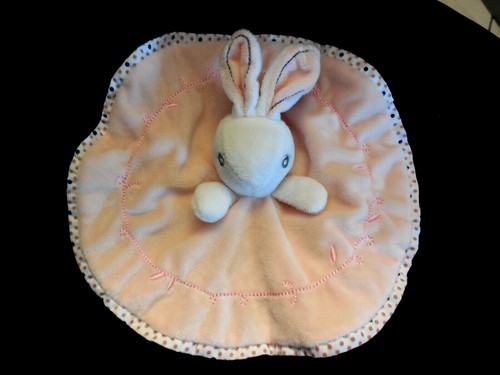Doudou plat rond lapin rose - lapin,