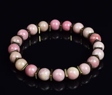 Bracelet de perles Rhodonite de Mongolie et Hématite carrée, Sur mesure