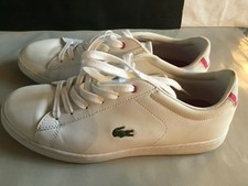 AUTHENTIQUES BASKETS LACOSTE FEMME BLANC ET ROSE  QUASI NEUVES . POINTURE 39