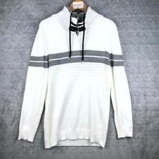 BLACK Pull Femme 2XL Crème Rayé Col Camionneur Zippé Côtelé Manches Longues