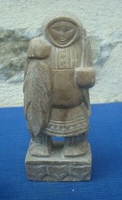 V67 Statue Souvenir Voyage Pierre de Savon Art Esquimau Inuit Art Ethnique Homme