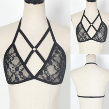 Femmes Sexy Transparent Dentelle Soutien-Gorge Maille Brassière Haut Blouse
