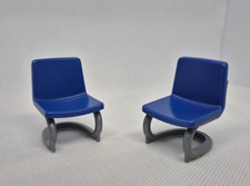 2 CHAISES  FAUTEUILS BLEUES PLAYMOBIL...