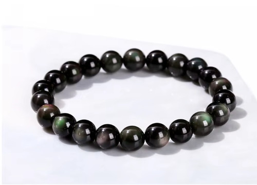Bracelet perles obsidienne - de,