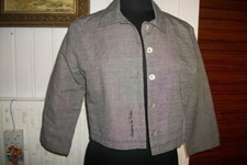 Tailleur Veste courte blazer lin gris pantacourt  AVENTURES DES TOILES 40 VP12