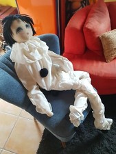 ANCIENNE POUPÉE CHIFFON TISSU FEUTRINE SOIE PIERROT 1 M 30 COLLECTION 