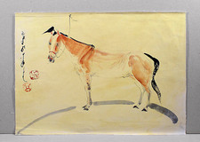 MONGOLIE ! peinture sur toile,  pigments naturels, cheval mongol, signée, rare