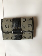 Portefeuille cuir et toile Guess