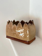 Jardinière Terre Cuite Émaillée Vintage Signée Pot Plante Handmade 60s 70s