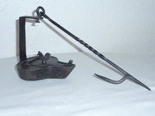 Lampe à huile Française "PRINSSARD à Vals les Bains" / Quinquet d'atelier en fer