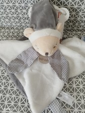 Doudou ours ourson plat gris