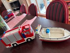 lot Playmobil pompier Camion + bateau