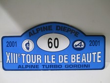 PLAQUE RALLYE AUTOMOBILE XIII TOUR ILE DE BEAUTE CORSE 2001 ALPINE TURBO GORDINI