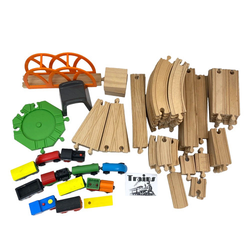 Piece wooden train set - 80+,