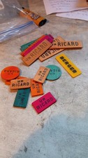 JETONS EN BOIS RICARD ANCIEN LOT DE 18 POUR JEU DE bistrot