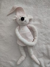 DOUDOU LUMINOU SOURIS ROSE BLANC ROBE BONNET RAYE 18 CM vintage
