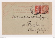 Cachet militaire rétablissement de la poste Alsace sans nom de département - Woe