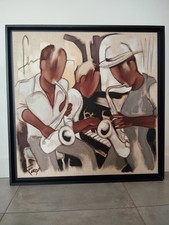 Tableau original Pierre Farel – Saxos duo pour Diana (70x70 cm)  