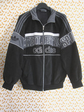 Veste Adidas Vintage Athletic noire velour Jacket années 80'S Homme - 168 / S