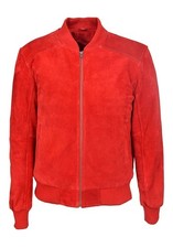 Blouson bomber rouge en cuir