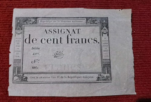 Assignat cent francs - cent, /