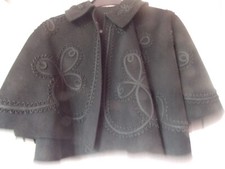 ANCIENNE CAPELINE DE FEMME FEUTRINE NOIRE REBRODEE