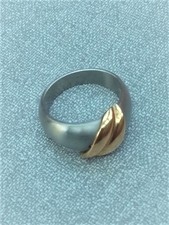 Bague acier et or jaune 18 K