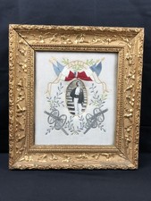 Cadre souvenir militaire avec photo de soldat et broderies - Armée française