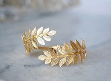 18K or Jaune Sur Supérieur Bras Feuille Manchette Mariage Bracelet À Bobo Bijoux