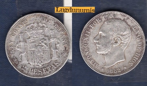 Espagne pesetas 1882 argent - espagne,