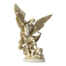 Statue grecque Saint Michel Archange vaincu Lucifer figurine peinte 28 cm