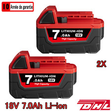 2x pour batterie Milwaukee M18 M18B5 18V XC 7,0Ah Li-Ion 48-11-1860 48-11-1852