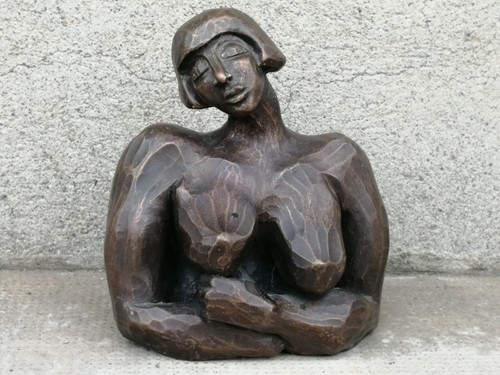 Bronze buste femme signé - bronze, nu