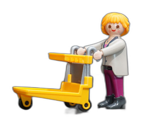 Playmobil femme avec - , chariot