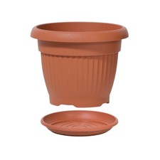 Pot de fleurs TERRA DCE35 + soucoupe en terre cuite