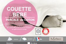 Couette Blanche Bébé Coton Percale Anti-acariens - 13099