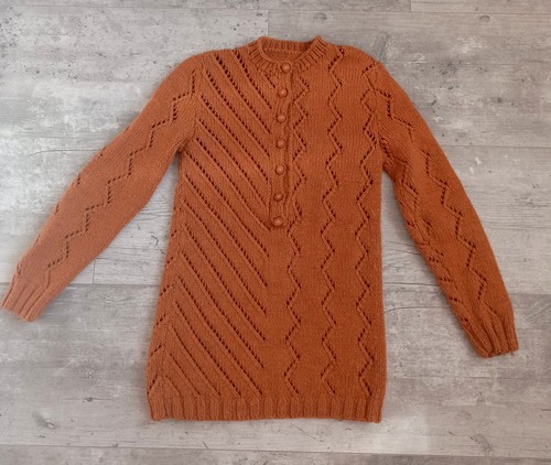 Pull vintage fait main jaune