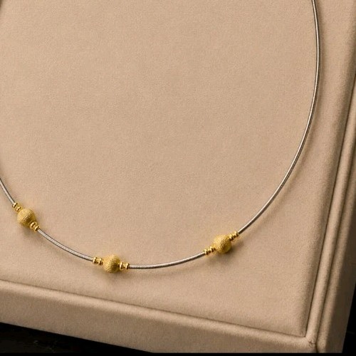 Collier jaune 18 - collier, or